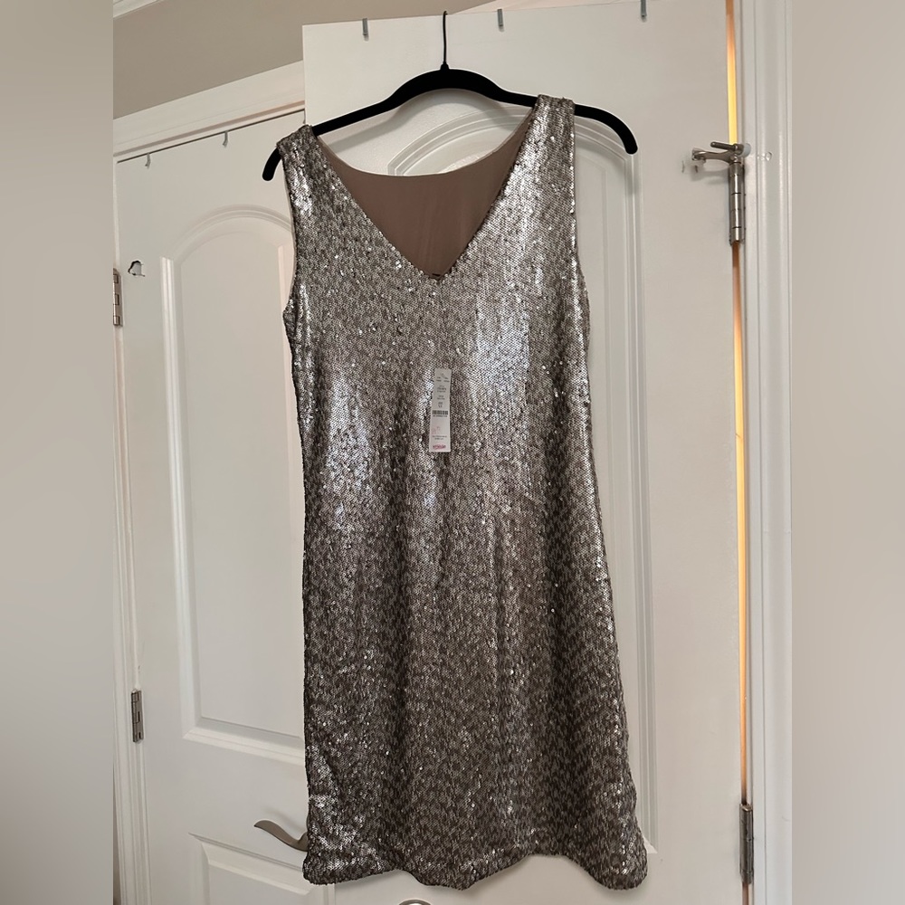 Gold with silver, sequin dress